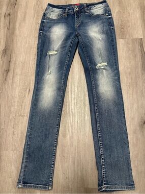 Guess Medium Rise Skinny Sarah Fit Distressed Blue Jeans 29